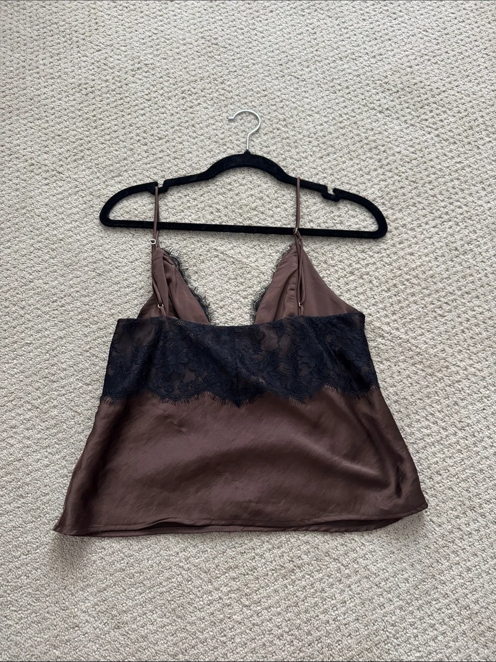 Abercrombie & Fitch Brown Satin Cami with Black Lace - Picture 3 of 3